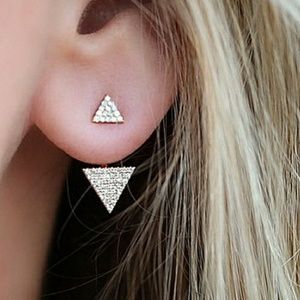 ❤ 4/$15❤ Gold Tone Triangle Rhinestone Earring